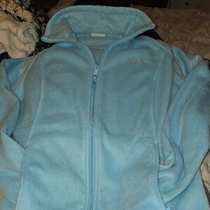 Columbia Light Blue Fleece Jacket with High Collar and Full Zip